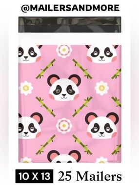 25 10X13 Poly Mailers, Pink Panda, Shipping Envelopes, PRICE IS FIRM